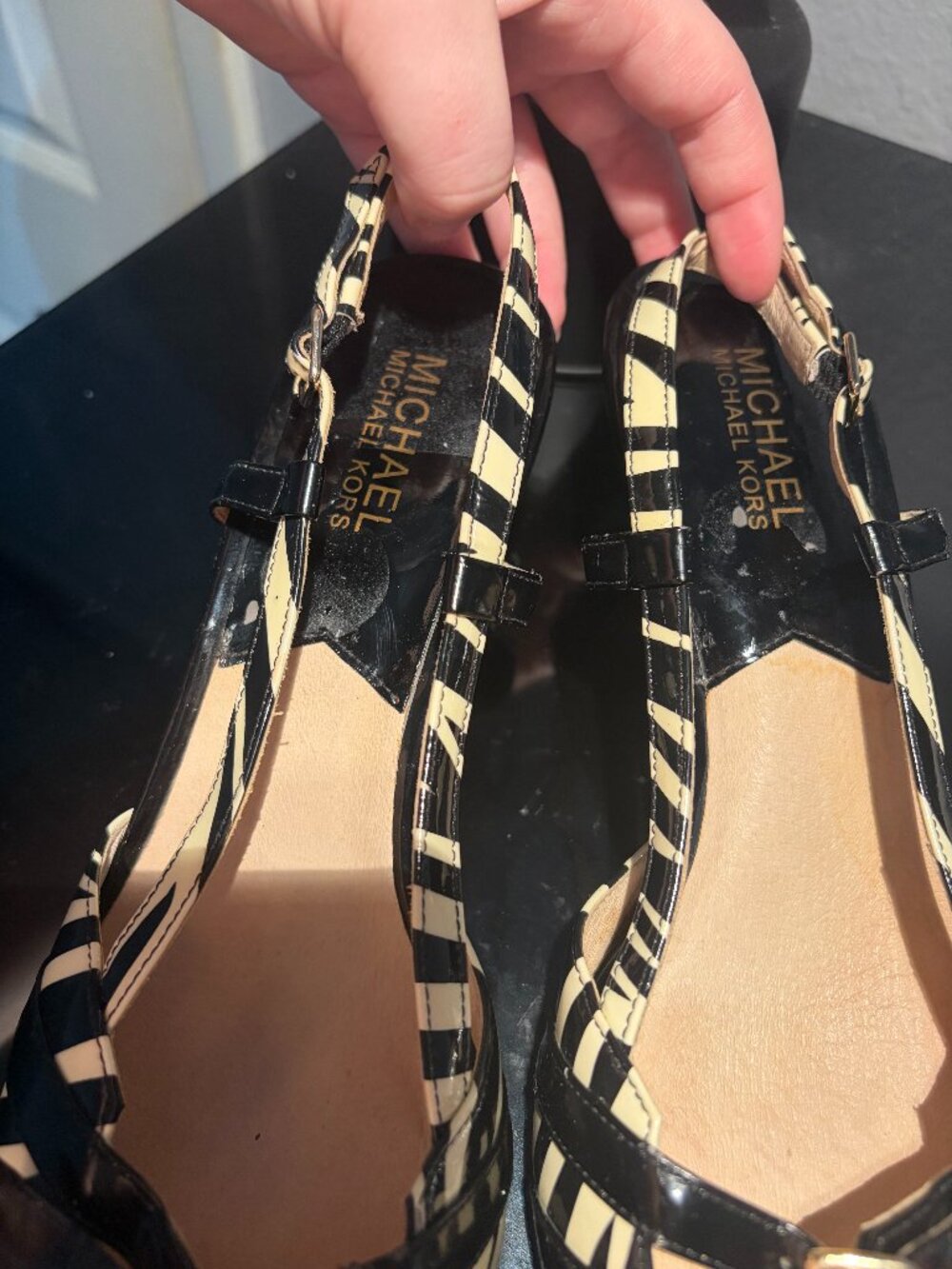 Michael Kors Zebra Print Slingback Kitten Heel Pumps Women’s Size 9 - Picture 3 of 7